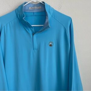Peter Millar Featherweight UPF 50+ Turquoise Half Zip Sweater Pullover